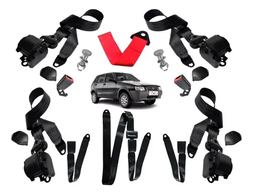 Fiat Uno 4 Kit de cinturón de seguridad abdominal retráctil 3 puntos 1