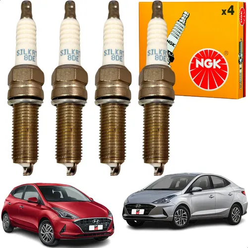 Juego de Bujías NGK SILKR7C8DE para HYUNDAI HB20 / HB20S 1.0 12V