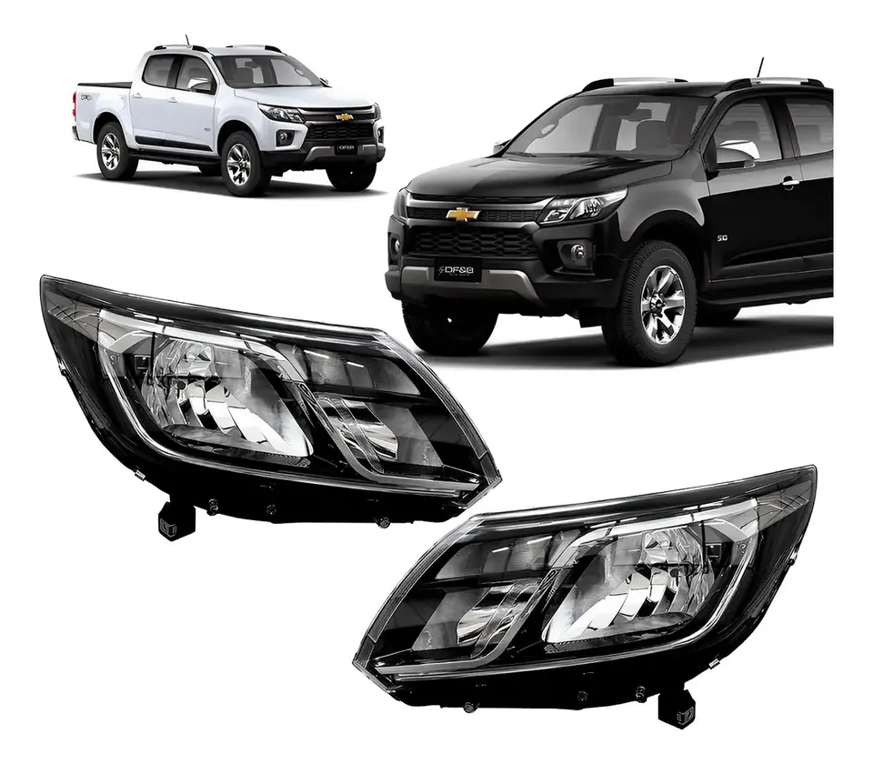 Par de faros delanteros para S10 LTZ 2021-2024 con máscara negra