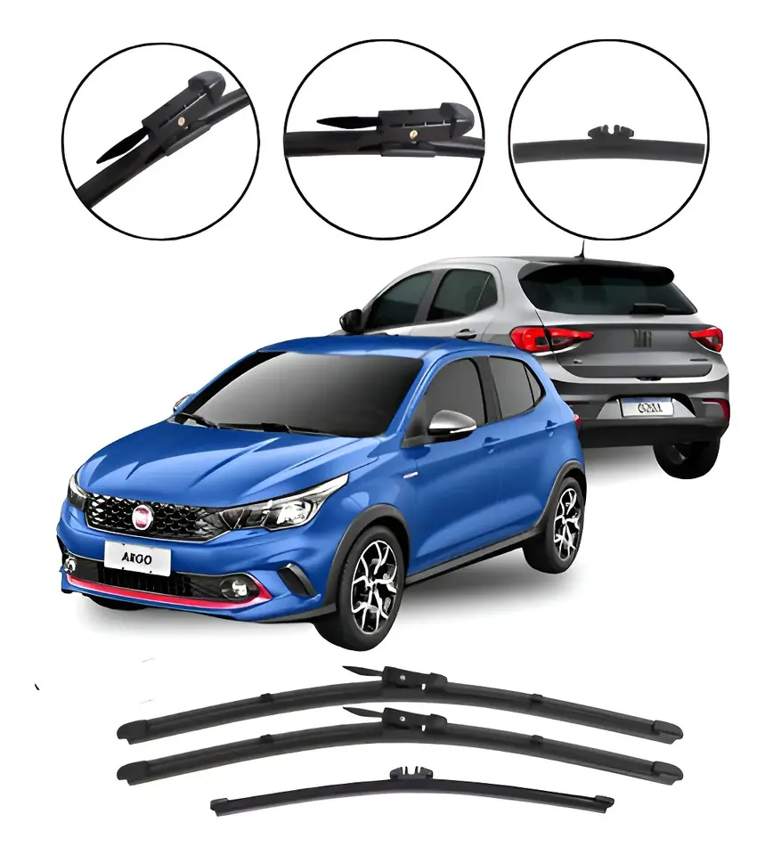 Kit 3 Escobillas Limpiaparabrisas Fiat Argo 2017 A 2022 Silicona