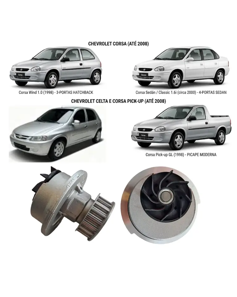 Bomba de Agua VMG - Chevrolet Corsa, Celta & Corsa Pick-up 1.0 / 1.2 / 1.6 8v (Modelos hasta 2008)
