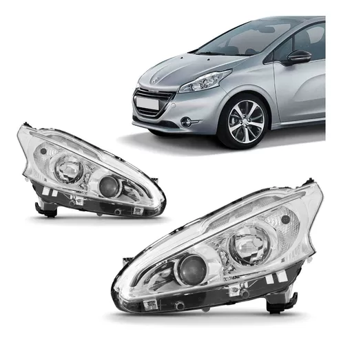 Farol Delantero Peugeot 208 2013 a 2016 Cromado con LED