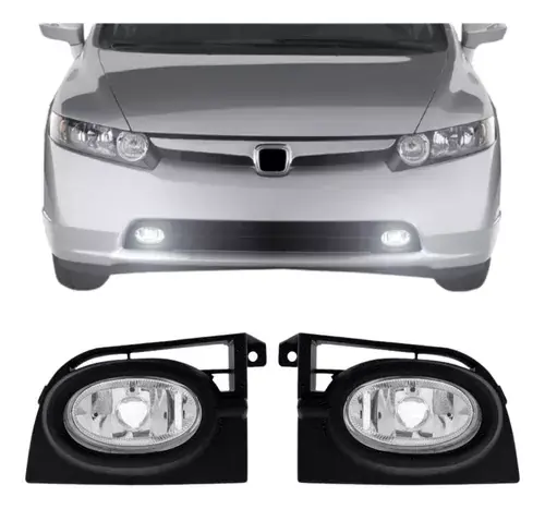 Par Faro caminero Honda Civic 2006 2007 2008 Lente Cristal
