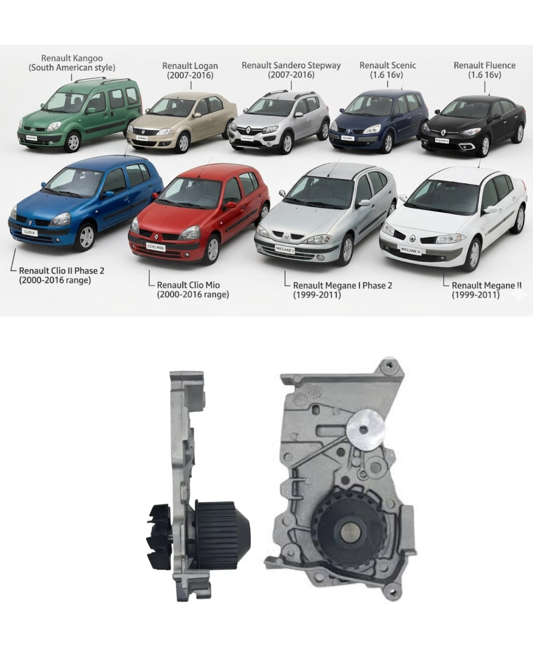 Bomba de Agua VMG - Renault Clio, Megane, Kangoo & Logan 1.6 16v (Motores K4M)