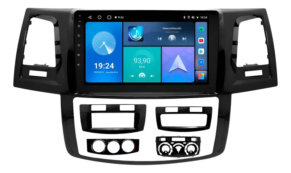 Central Multimedia Toyota Hilux 9p Android 4gb 64gb Carplay - Black Piano