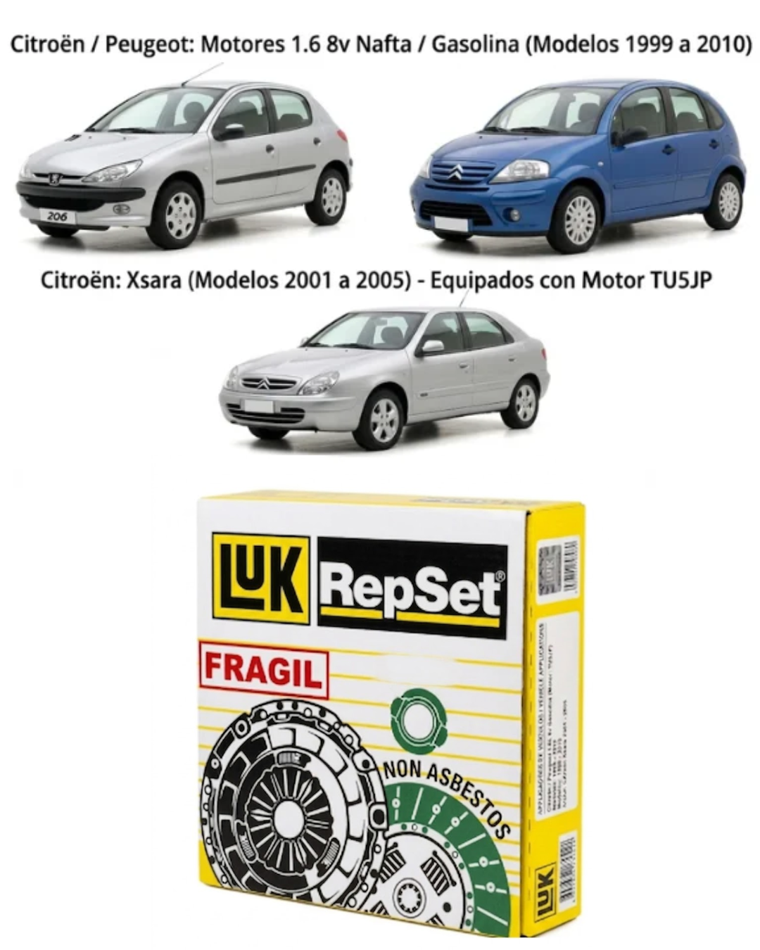Kit de Embrague LuK RepSet 200mm (Plato y Disco) - Motor TU5JP
