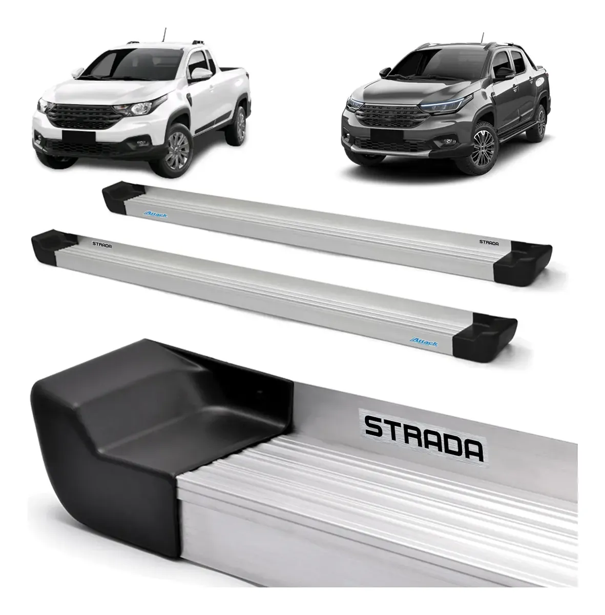 Par de estribos para Strada Volcano Doble Cabina Prime Natural 2021-2026
