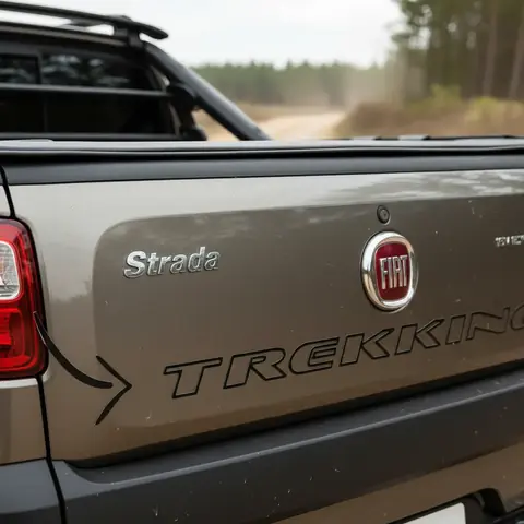 Franja trasera adhesiva decorativa negra para Fiat Strada Trekking