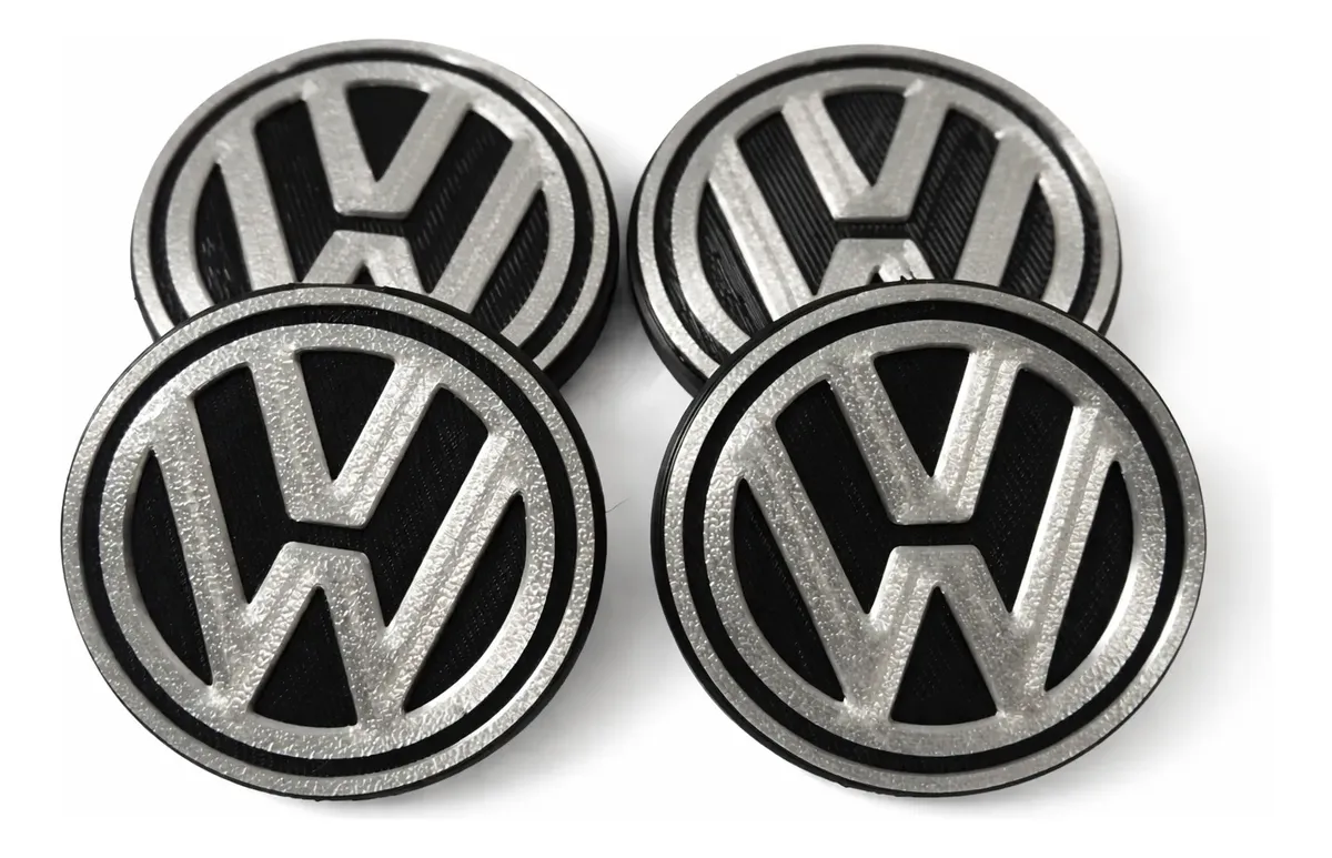 Kit de 4 tapacubos centrales para llanta VW, color plata, 51 mm