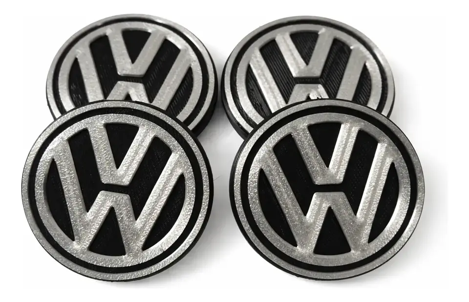 Kit de 4 tapacubos centrales para llanta VW, color plata, 51 mm