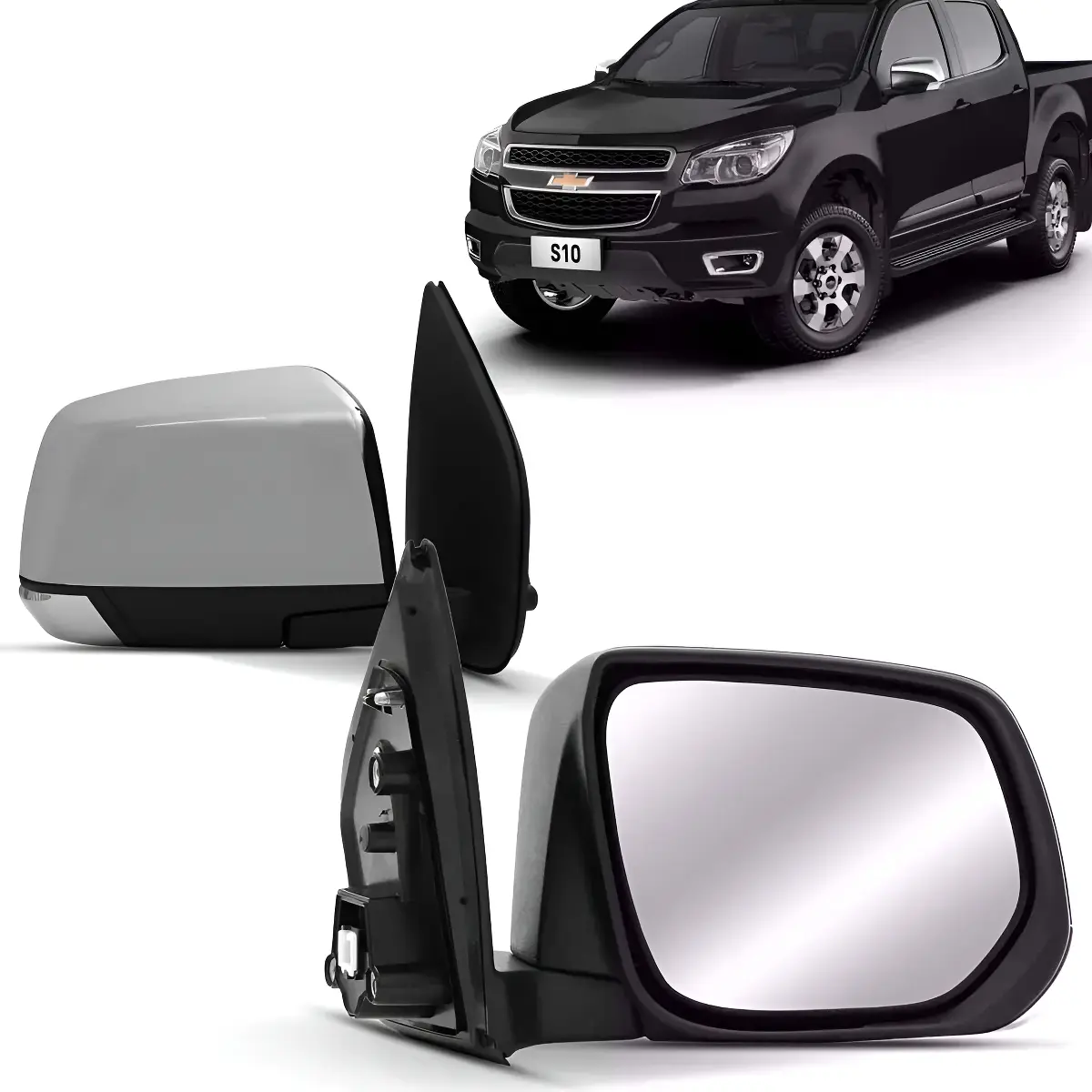 Par de Retrovisores Eléctricos Cromados con Pisca para Chevrolet S10 2013-2016