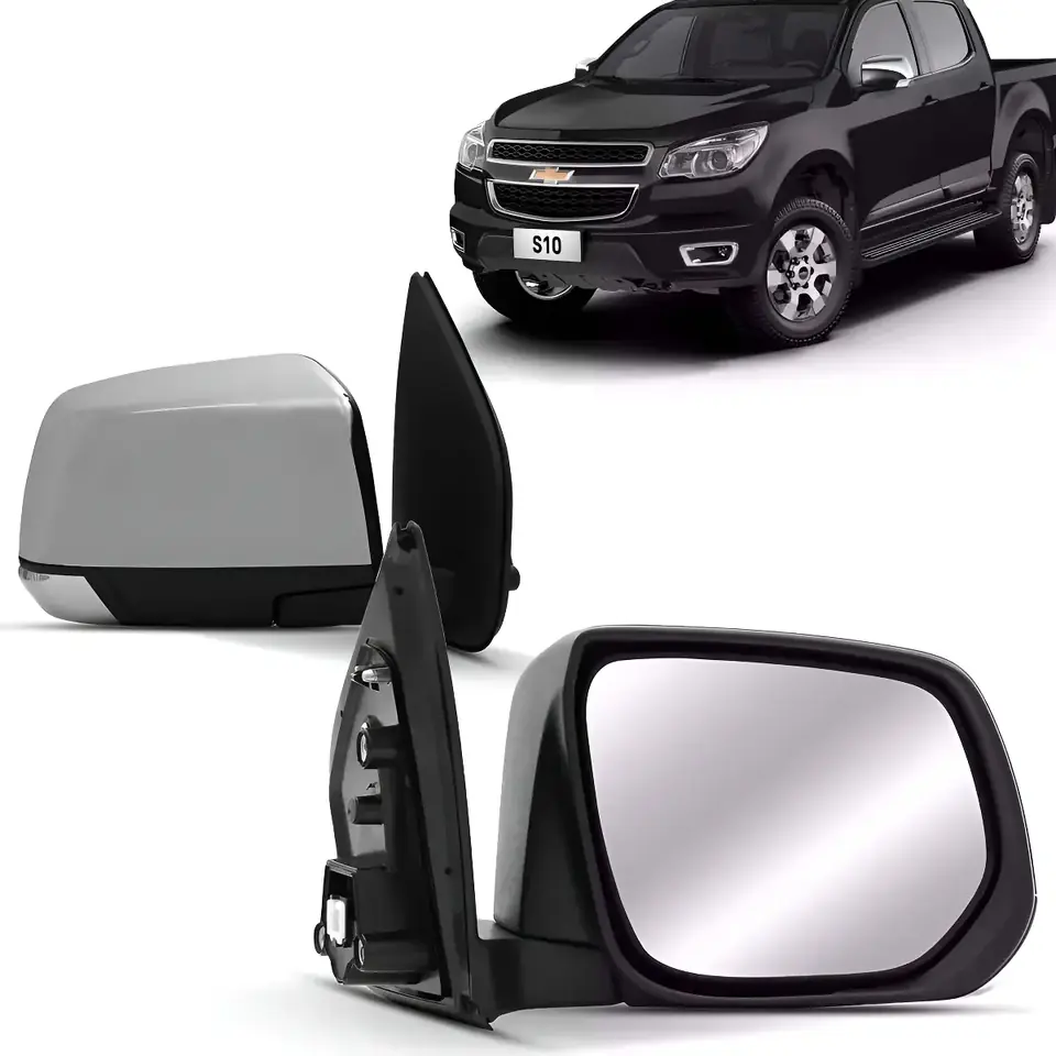 Par de Retrovisores Eléctricos Cromados con Pisca para Chevrolet S10 2013-2016