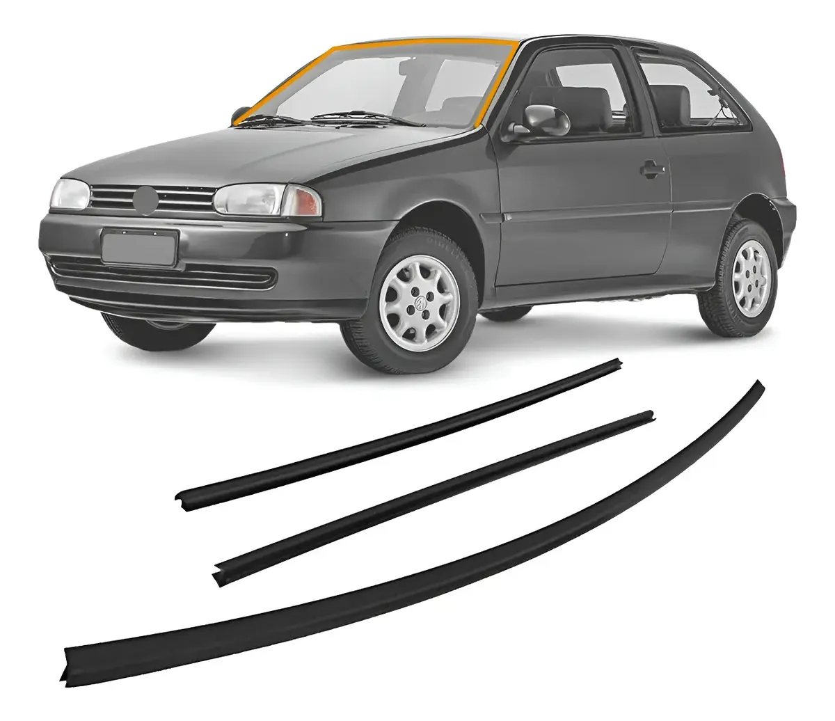 Kit de Frisos de Acabamento del Parabrisas Volkswagen Gol, Parati y Saveiro G2