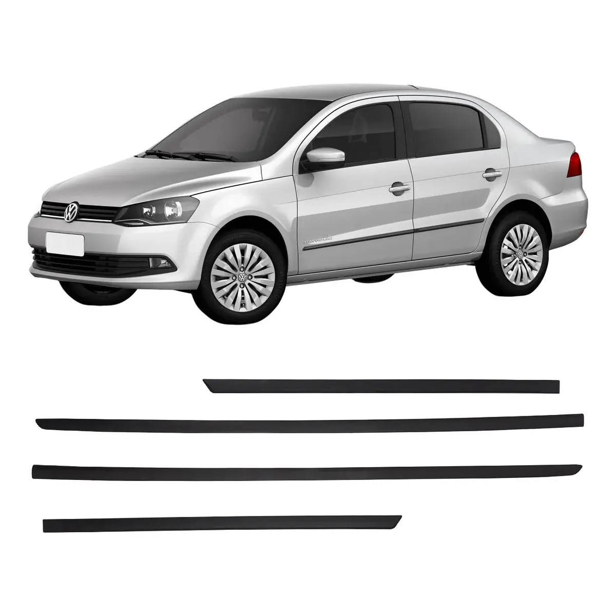Moldura lateral delgada para VW Voyage G6/G7 (2013-2023) - Negro mate