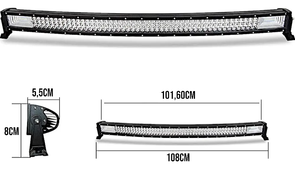 Barra de luces LED curva auxiliar para todoterreno 4x4 (198 LED, 7D, 648 W, 108 cm)