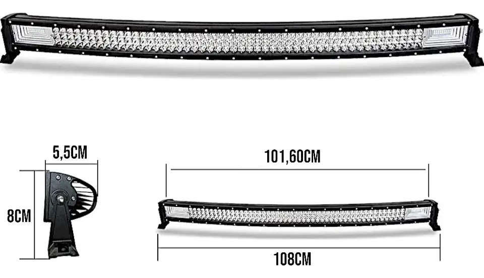 Barra de luces LED curva auxiliar para todoterreno 4x4 (198 LED, 7D, 648 W, 108 cm)