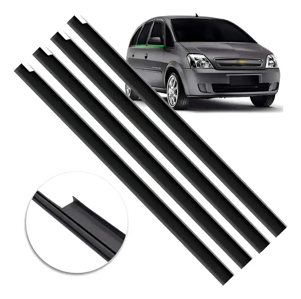 Kit de 4 Pestanas Exteriores de Goma para Vidrios Chevrolet Meriva 2003 a 2011