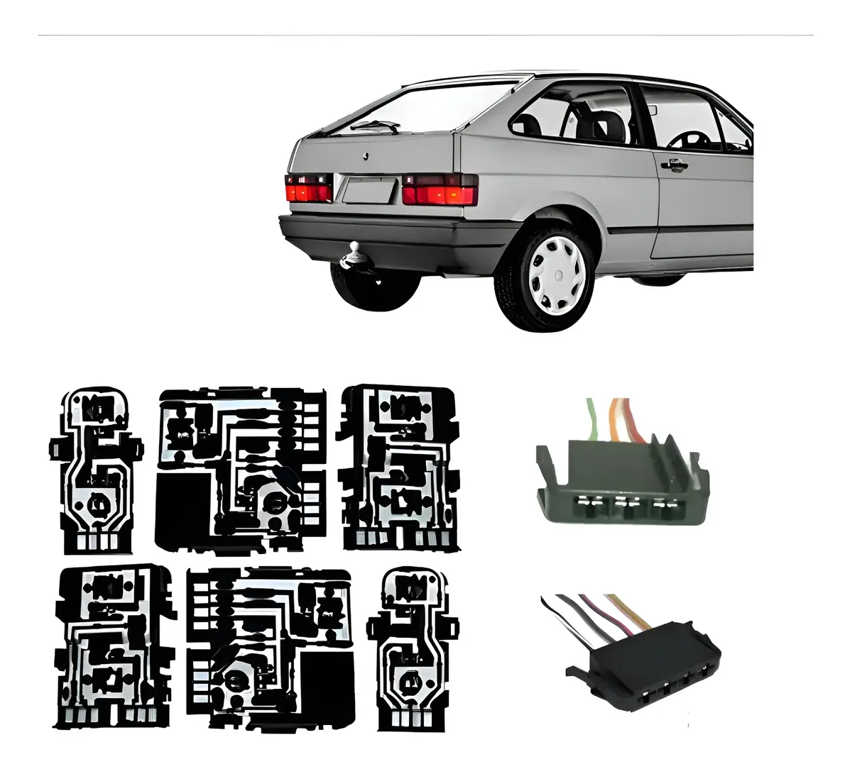 KIT COMPLETO CIRCUITO PORTALÁMPARAS + CONECTORES Y CHICOTES – GOL QUADRADO 1987/1996
