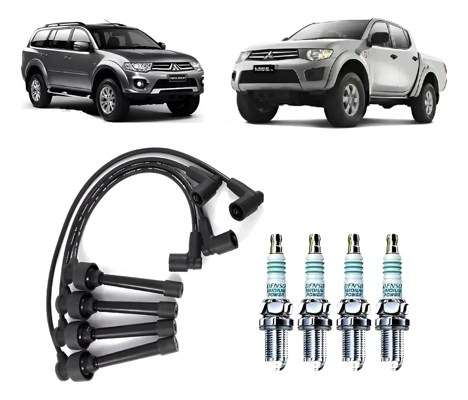 Juego de cables + 4 bujías de encendido L200 Triton 2.4 4 cil. Flex CD160085 2013/...