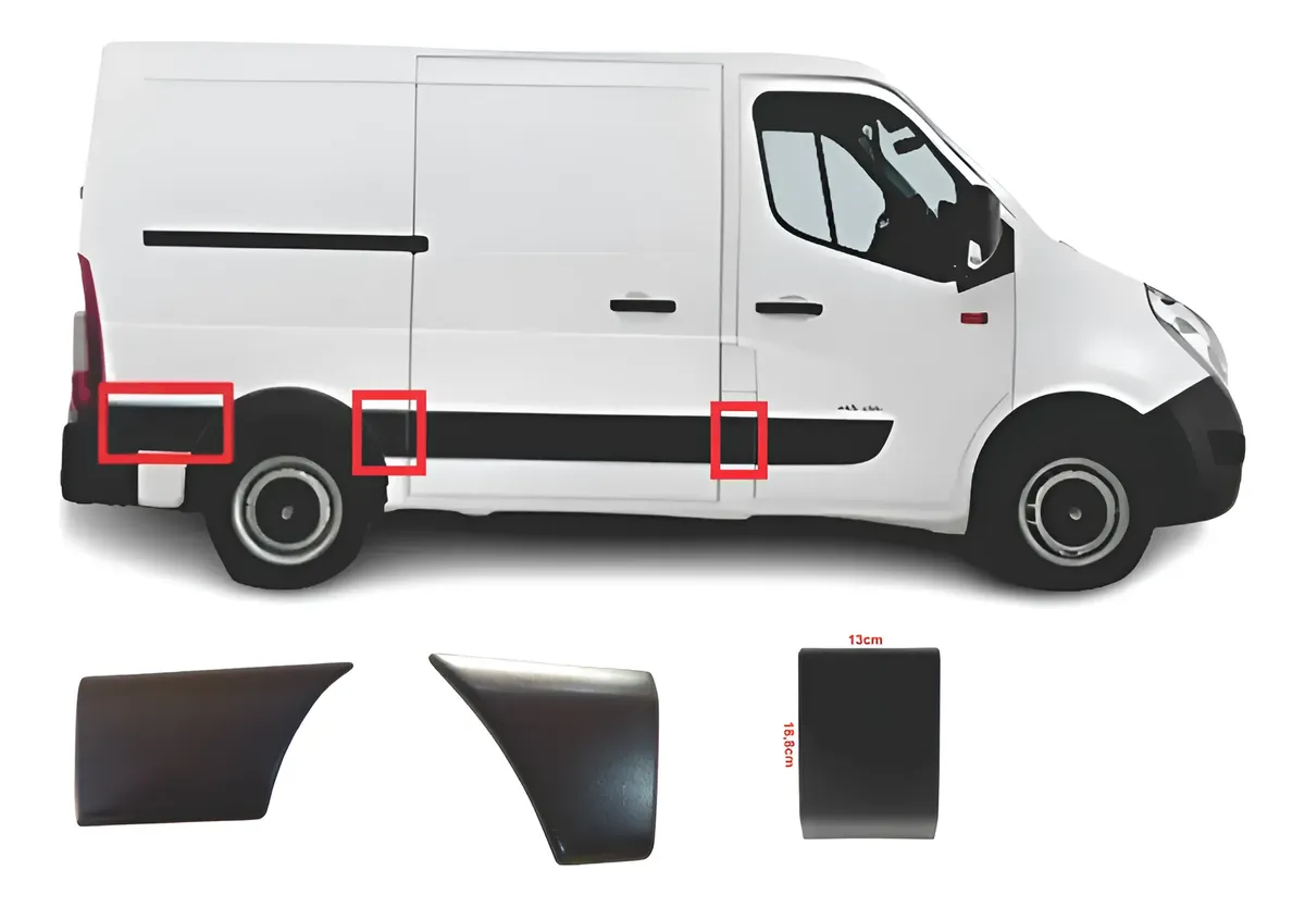 Kit de molduras laterales para furgoneta Renault Master corta (2014-2026) - Lado derecho
