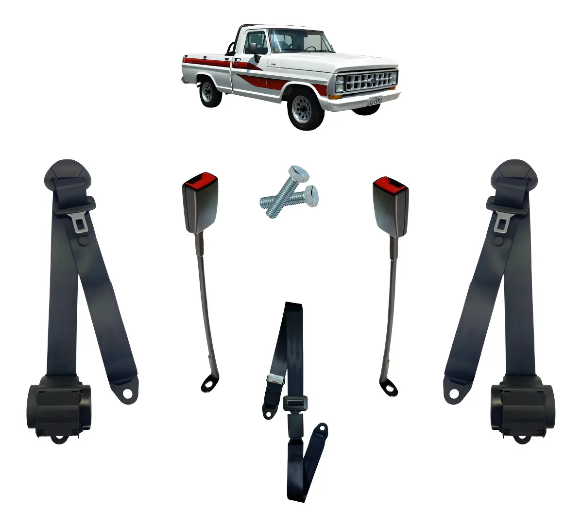 KIT DE CINTURONES DE SEGURIDAD 3 PUNTOS HOMOLOGADO – FORD F-1000 / F-100 / F-4000