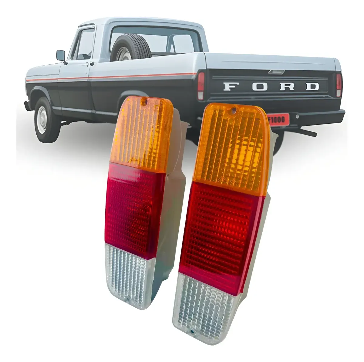 Par de faros traseros tricolor Ford Pampa 1985–1997 / F1000 1985–1992