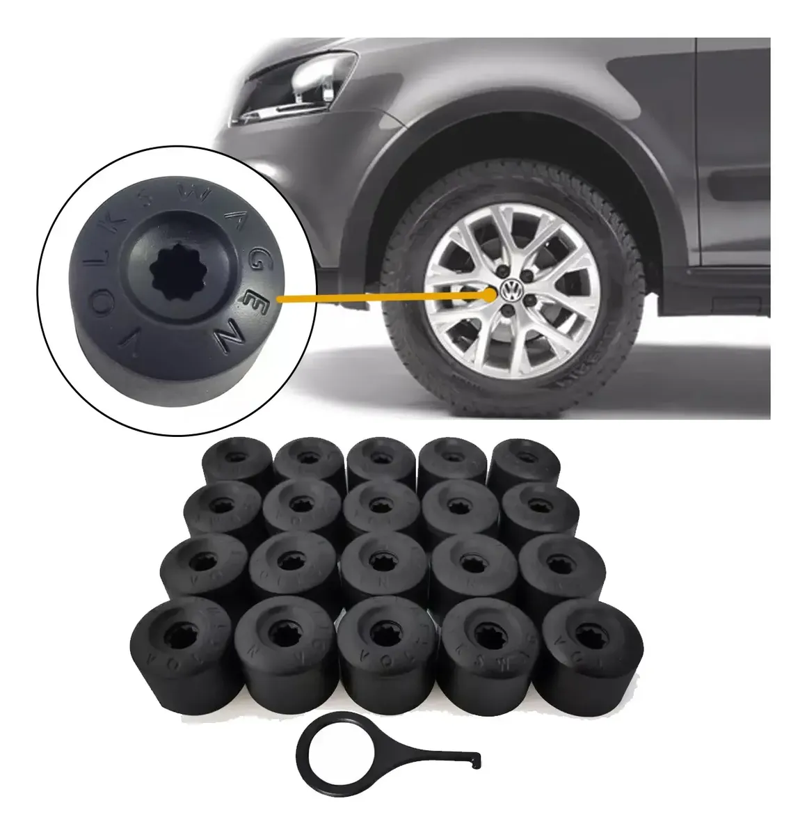 Juego de 20 tapas para tornillos de rueda VW Bora, Golf, Polo, Passat, Jetta