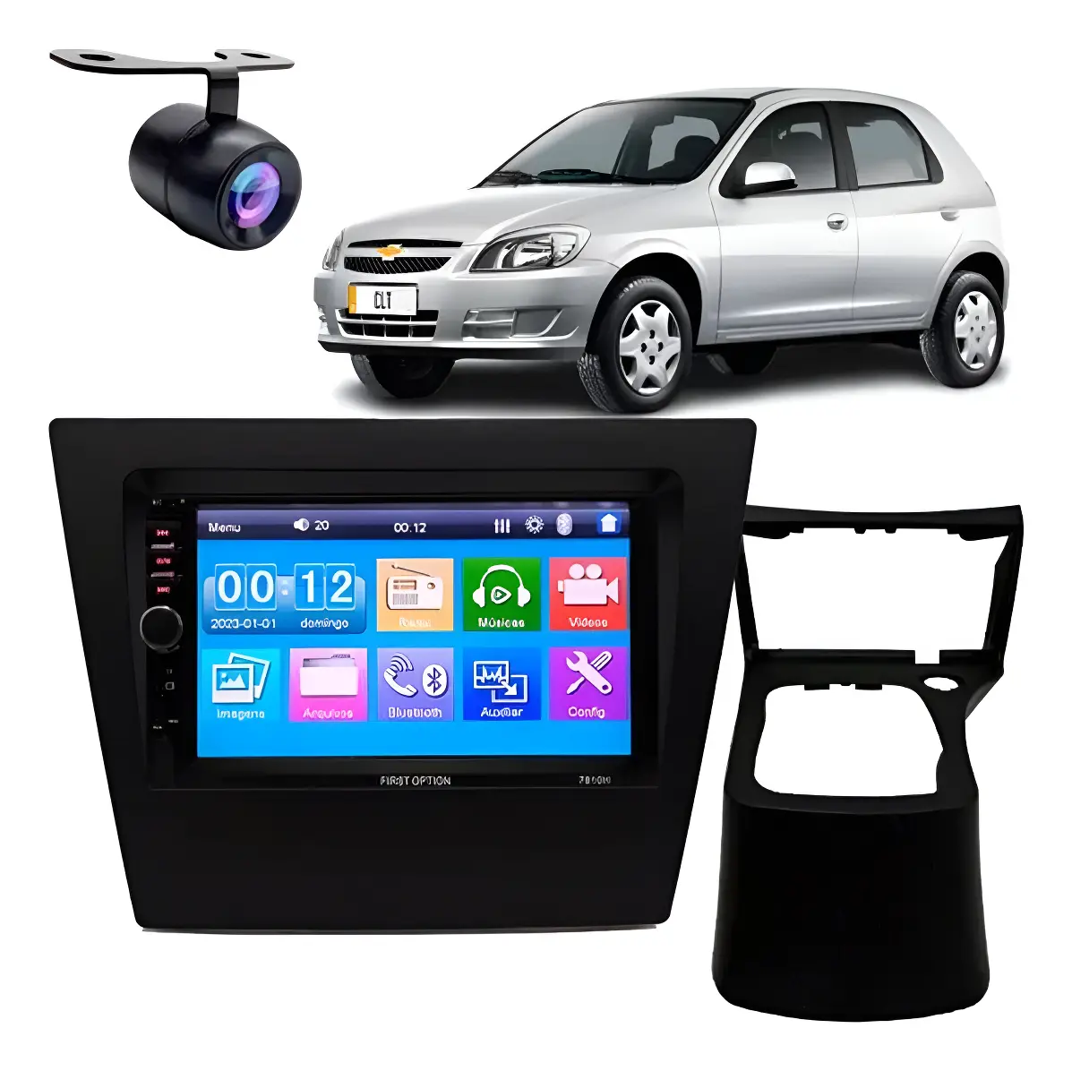 Central Multimedia MP5 7" para Chevrolet Celta G2 y Prisma + Moldura