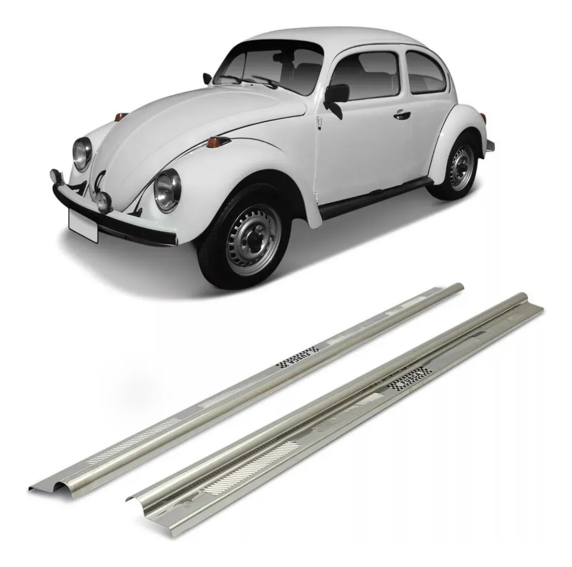 Par de emblemas para umbral de puerta VW Fusca (todos los modelos) - Acabado