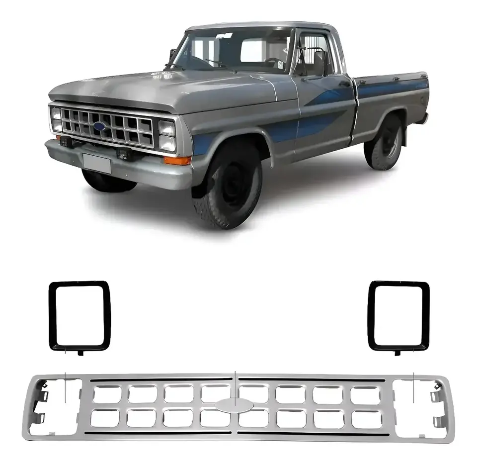Parrilla de radiador Ford F1000 F4000 plateada (85-92), de chapa