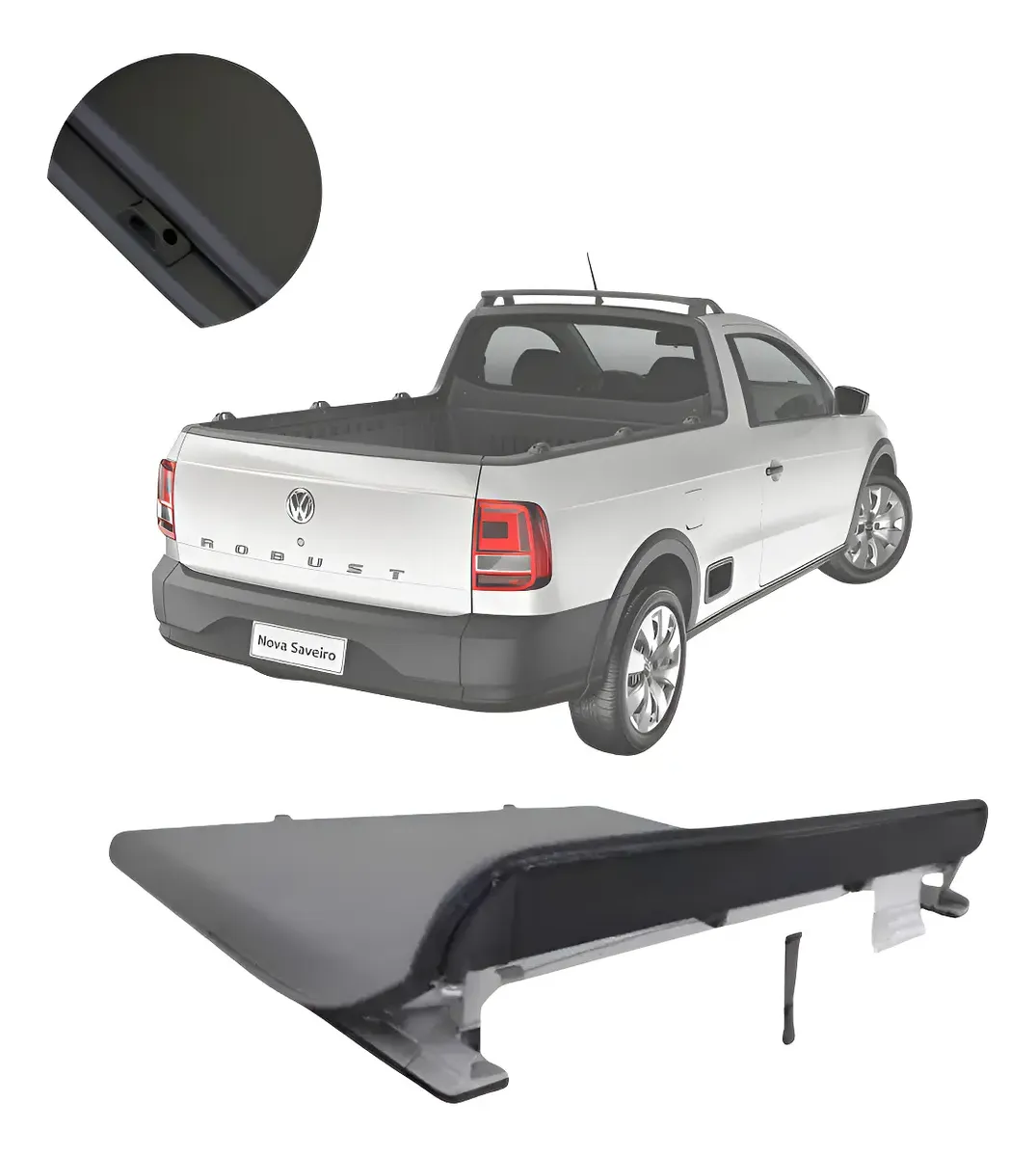Capota Marítima Negra Trek Volkswagen Saveiro Cabina Simple 2010–2026 con Ganchos