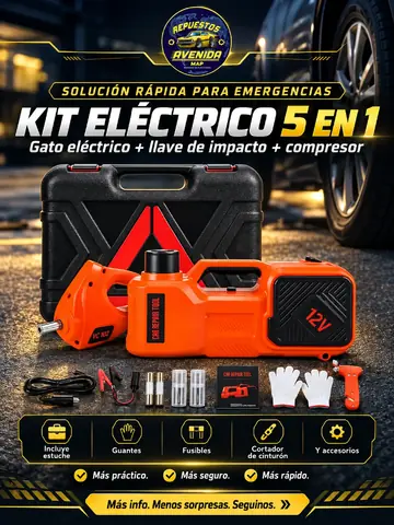 Kit de Crique / Gato Hidráulico Eléctrico 5 en 1 – 5 Toneladas (12V)