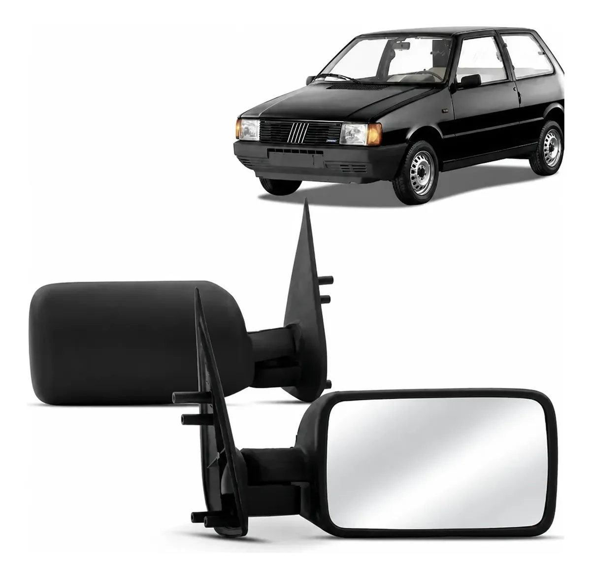 Par de Retrovisores Manual Negro para Fiat Uno 1985–2000 – 2 y 4 Puertas