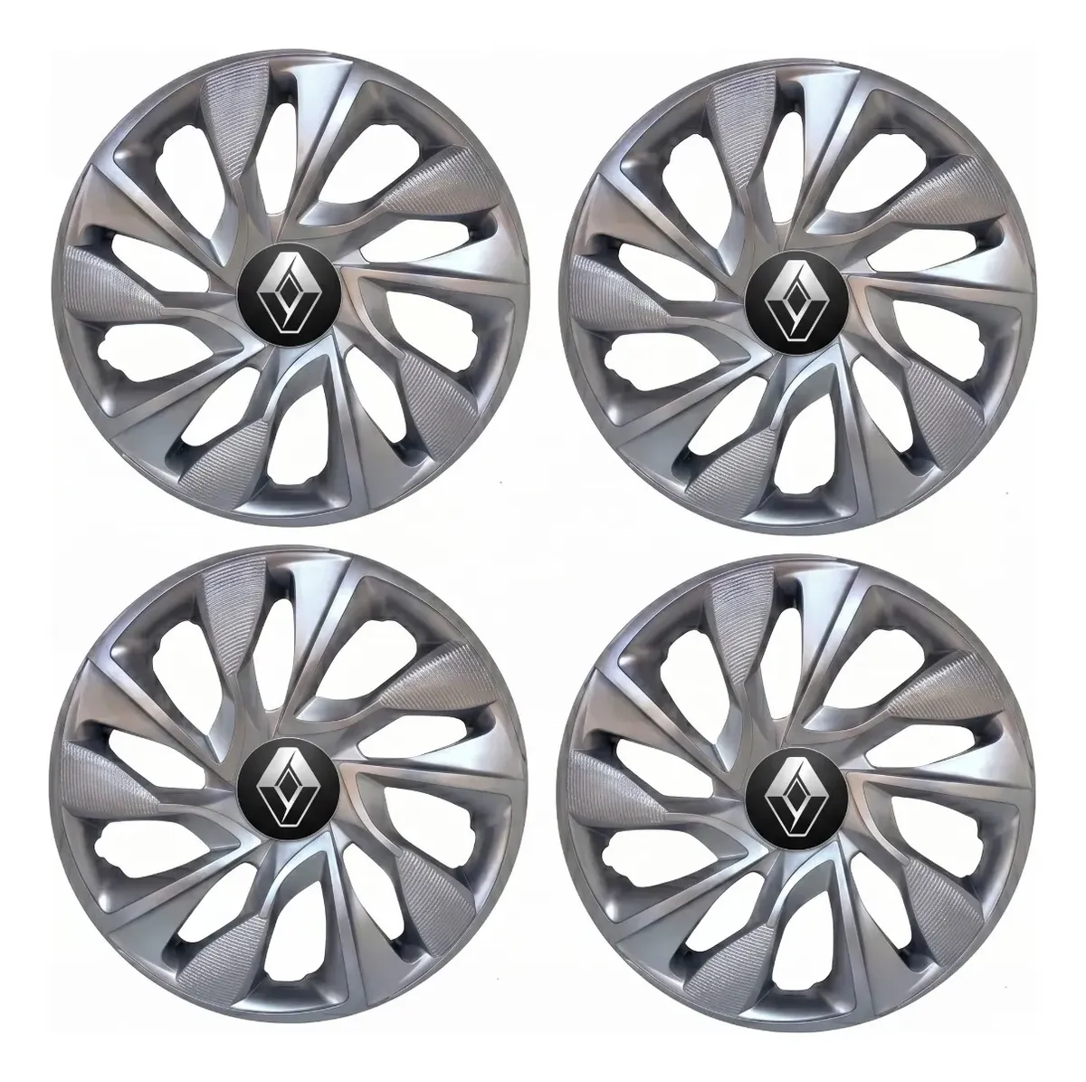Tapacubos deportivos R15 DS4 plateados, kit de 4 piezas para Renault Kangoo,Megane