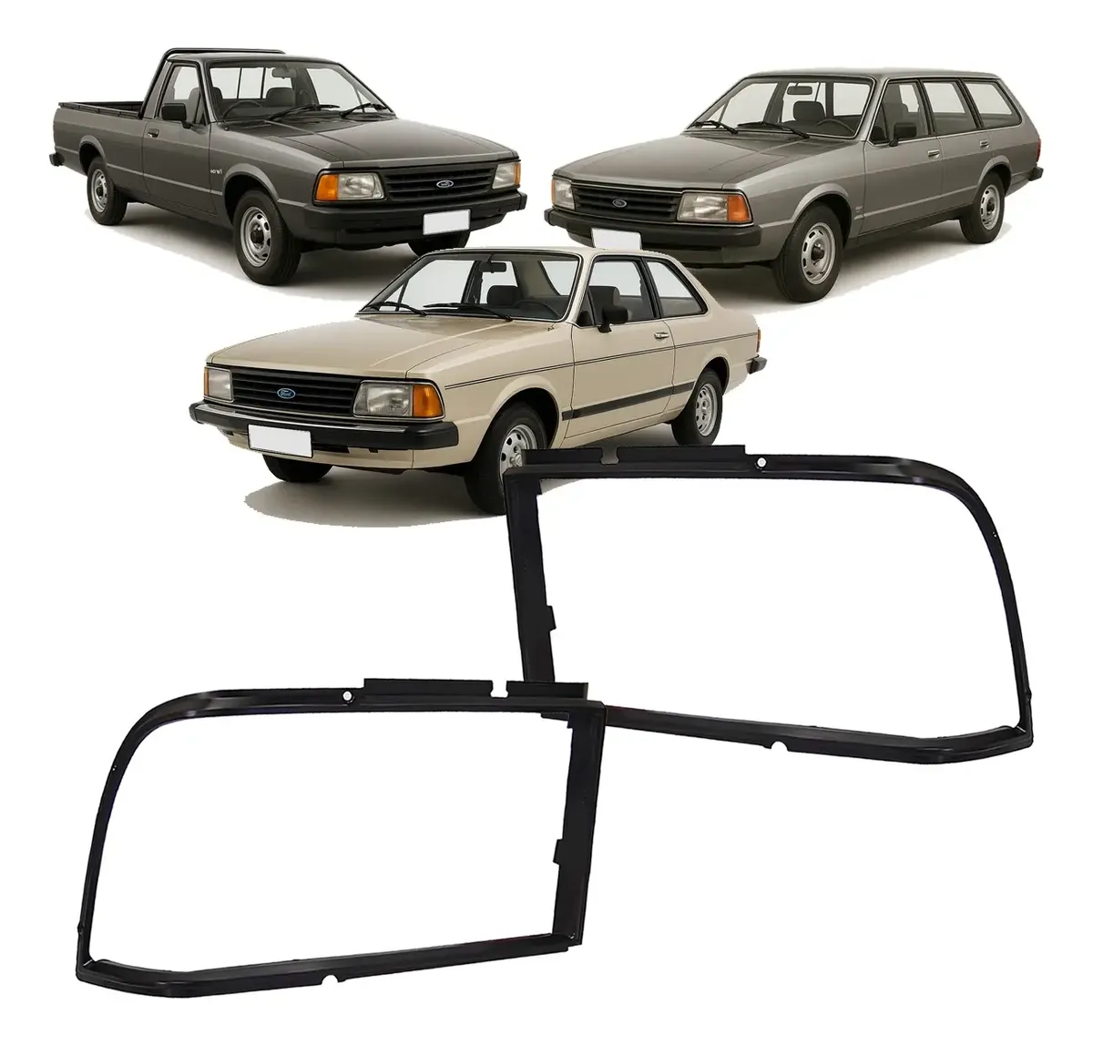 Par Molduras Aro de Farol Delantero Ford Pampa / Corcel / Belina 1978–1984