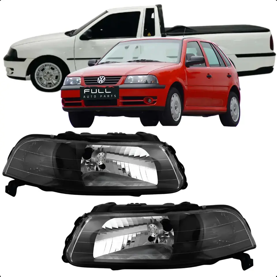 Par de faros delanteros Gol G3 2000 2001 2002 2003 2004 2005 Máscara negra