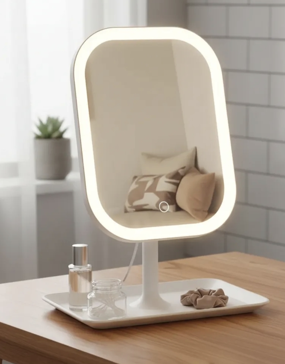 Espejo de maquillaje LED diseño elegante e inteligente