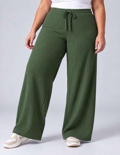 Pantalón Palazzo Primavera Verano Talles Varios Verde 2xl