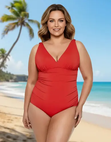 Traje De Baño Malla Enteriza Plus Size Rojo Xxl