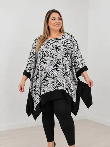 Blusa Blusón Remerón Mujer Talles Amplios Negro Fondo Blanco Y Gris 3