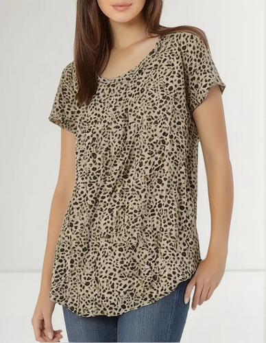 Remerón Remera Animal Print Larga Beige 3 Animal Print