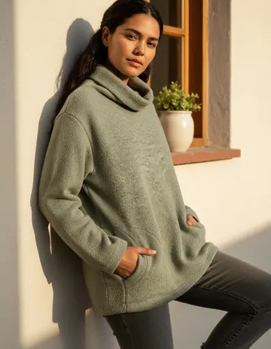 Sweater Buzo  Polerón Lanilla Aspen Overesize Único Verde Claro