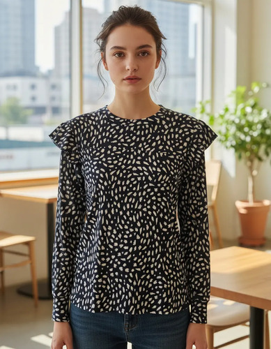 Blusa Remera Volados Manga Larga Sweater Buzo