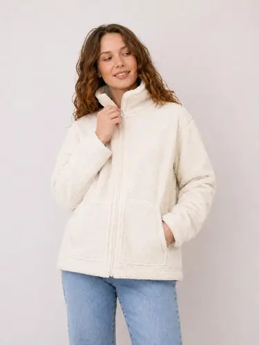 Campera Peluche Sherpa Teddy Canguro 2 Crudo Peluche Sherpa Teddy