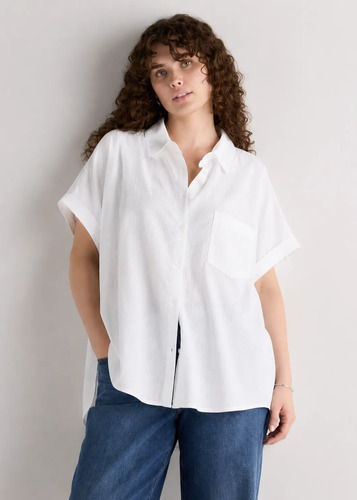 Camisa Camisola  De Mujer Oversize Blanca 3