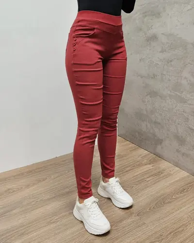 Calza Pantalón Gabardina Elastizada Calidad Ladrillo M