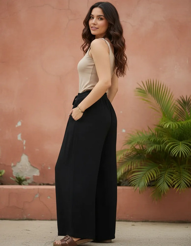 Palazzo Pantalón Fibrana Pantalona Negro 2