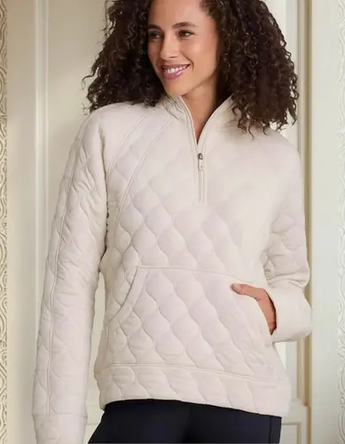 Canguro  Sweater Buzo Cierre Capitoneado 1 Beige Capitoneado