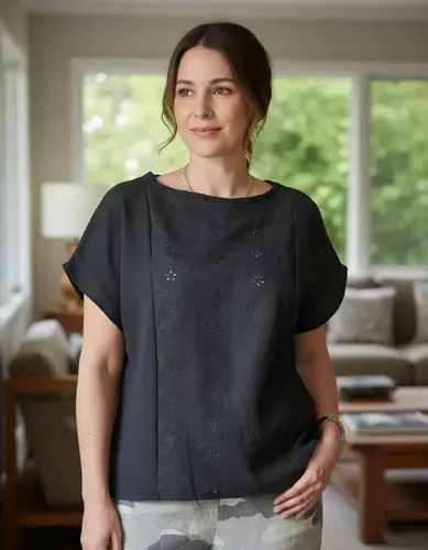 Blusa Lini Italiano Broderie Negro Único