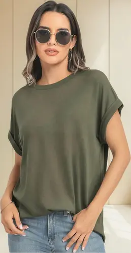 Remera Remerón Viscosa Buzo Verde Musgo 1